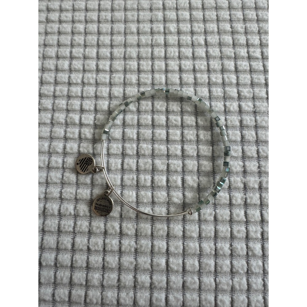 Alex‎ and Ani Beaded Bangle Bracelet Silver Tone with USA Charm